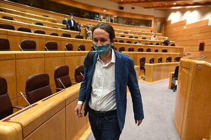 El vicepresidente segundo del Gobierno y líder de Unidas Podemos, Pablo Iglesias, en el Senado.