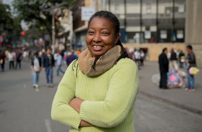 Lina Caro en el centro de Bogotá.