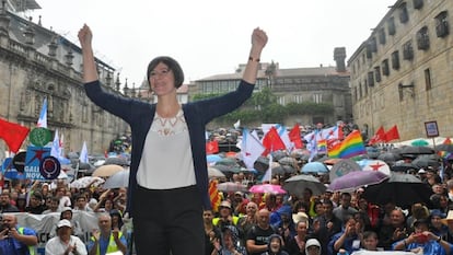 Ana Pontón, the leader of the Galician Nationalist Bloc, at a party rally ahead of the regional election.