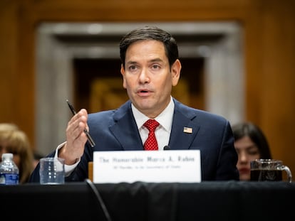 Donald Trump's candidate for Secretary of State, Marco Rubio during his confirmation hearing this Wednesday.