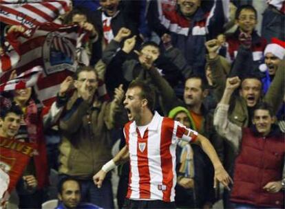 Yeste celebra su gol ante el Sevilla