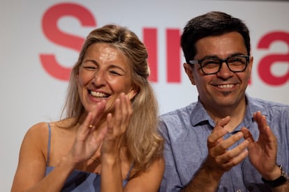 Yolanda Díaz y Gerardo Pissarello, en un momento del mitin.