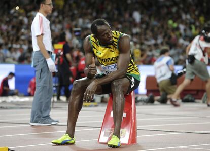 Usain Bolt antes de comenzar la prueba de los 200 metros