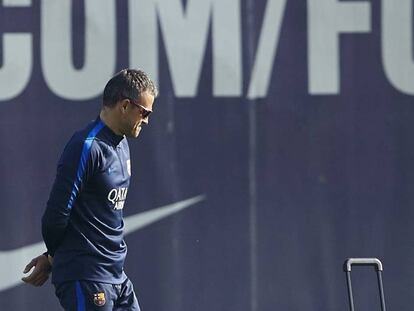 Luis Enrique, durante o último treinamento do Barcelona.