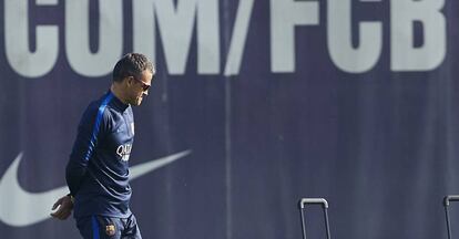 Luis Enrique, durante o último treinamento do Barcelona.