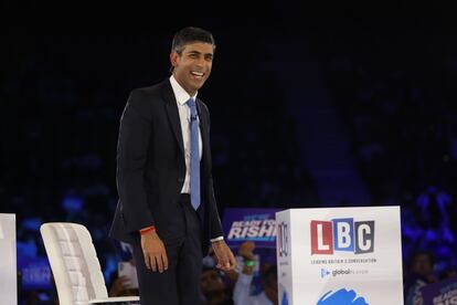 Rishi Sunak, este miércoles, en un acto en Londres con militantes del Partido Conservador del Reino Unido.