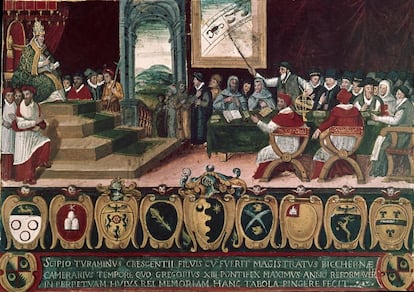 El papa Gregorio&nbsp;XIII, durante 
 la transici&oacute;n del calendario juliano al gregoriano (1582).