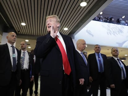 El presidente de EE UU, Donald Trump, durante la reunión anual del Foro Económico Mundial en Davos, Suiza.