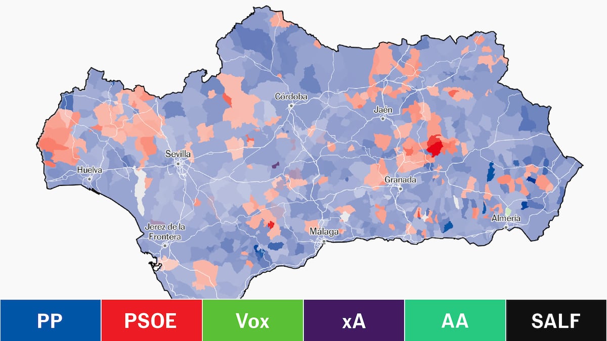 Los resultados de las elecciones en Andalucía, en tiempo real y en cada municipio