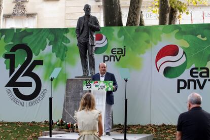 Andoni Ortuzar, reelegido presidente de la Ejecutiva del PNV hasta 2024, el día del 125 aniversario.