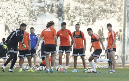 El Valencia, en el entrenamiento de esta mañana.