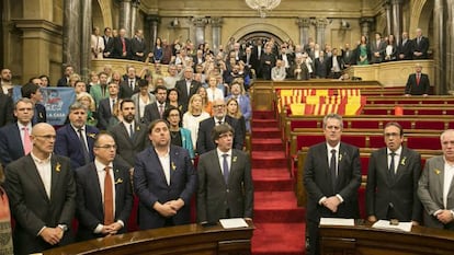 El Parlamento de Cataluña el 27 de octubre de 2017 después de aprobar la frustrada declaración de independencia.