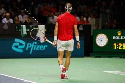 El tenista espa?ol Rafa Nadal jug el primer partido de la fase final de la Davis ante el neerlands Botic Van de Zandschulp.