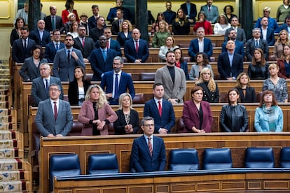 Los diputados guardan este miércoles antes del comienzo del pleno del Congreso un minuto de silencio por los últimos asesinatos machistas.