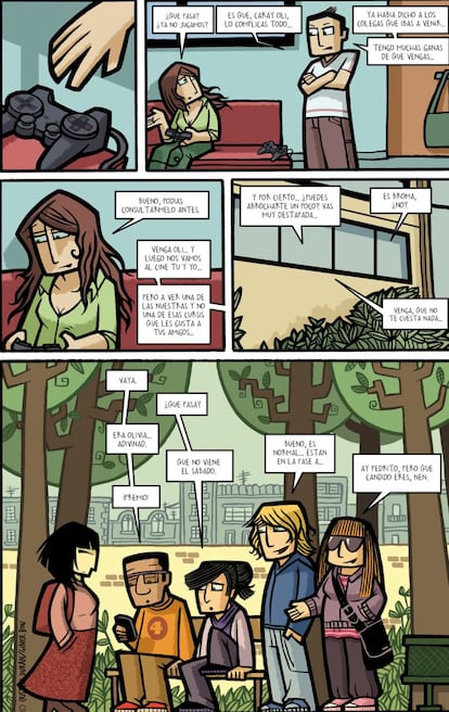 Página 16 de 'Pillada por ti', la historieta encargada a Durán y Giner Bou por el Ministerio de Sanidad, Servicios Sociales e Igualdad en 2011.