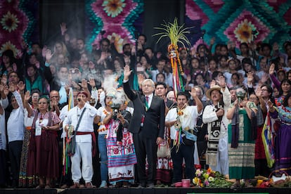 Andrés Manuel López Obrador durante la investidura presidencial en el Zócalo, el 1 de diciembre de 2018.