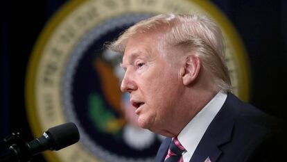 Donald Trump, presidente de EE UU, en una conferencia de prensa en Washington.