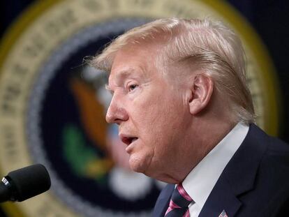 Donald Trump, presidente de EE UU, en una conferencia de prensa en Washington.