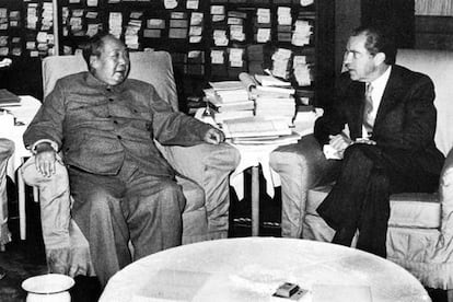 Mao Zedong y Richard Nixon, en casa del líder chino en 1972.