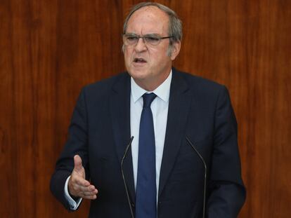 El portavoz del PSOE en la Asamblea de Madrid, Ángel Gabilondo, interviene en la Cámara.