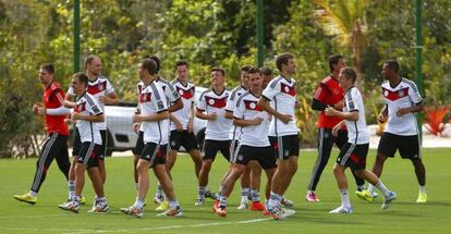 Los jugadores de Alemania, durante un entrenamiento.