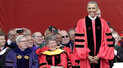 Obama em seu discurso na Rutgers University.