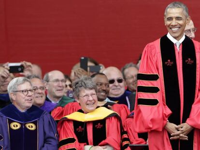 Obama em seu discurso na Rutgers University.