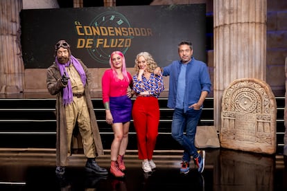 Goyo Jiménez, Sara Rubayo, Raquel Martos y Miguel Iríbar en el plató del programa.