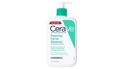 Limpiador facial de espuma CeraVe, 473 ml para lavado diario, piel normal a grasa.
