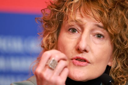 La nueva directora de la Berlinale, la britnica Tricia Tuttle, durante la rueda de prensa matinal del jurado de la Berlinale, que Tuttle moder.