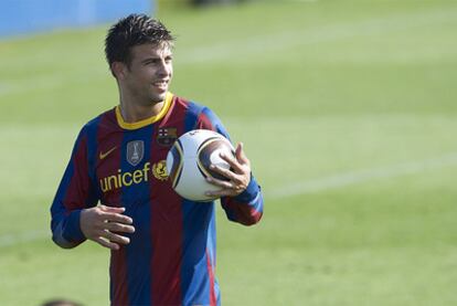 Gerard Piqué, en un entrenamiento.