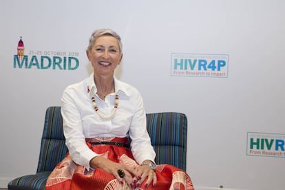 La investigadora Linda-Gail Bekker en la sede del congreso HIVR4P en Madrid.