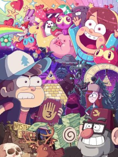 Fragmento de un póster de la serie de animación 'Gravity falls'.