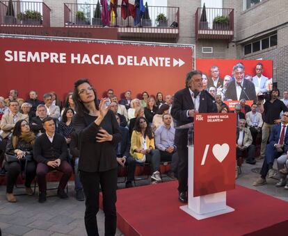 Pepu Hernández, en el mitin de Vicálvaro.