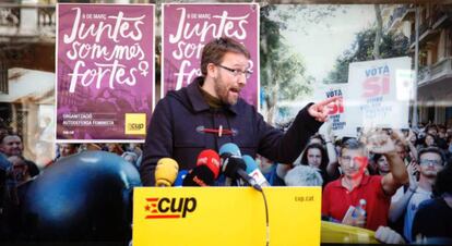 Vidal Aragonés anuncia el rechazo de la CUP a la investidura de Sànchez.