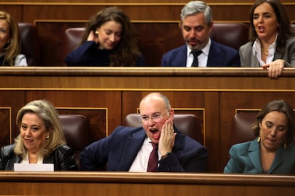 Diputados del PP durante la sesión de control al Gobierno en el Congreso de los Diputados, este miércoles.