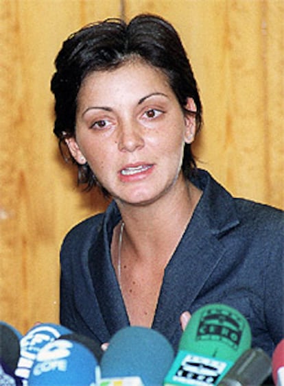 Nevenka Fernández, durante la rueda de prensa que ha ofrecido hoy en Madrid.