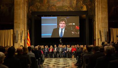 Puigdemont, aquest dimarts, en la presentació del Consell per la República.