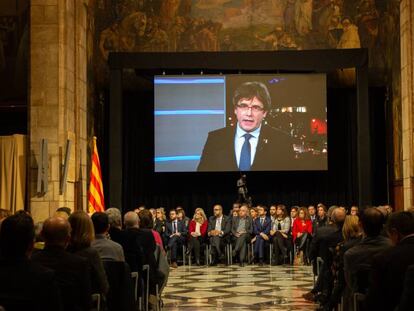 Puigdemont, aquest dimarts, en la presentació del Consell per la República.