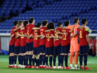 España, antes de la final frente a Brasil, en los Juegos Olímpicos de Tokio.