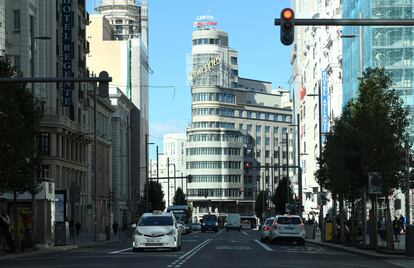 La Gran Vía madrileña el sábado pasado.