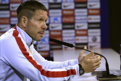 Simeone, en la rueda de prensa.