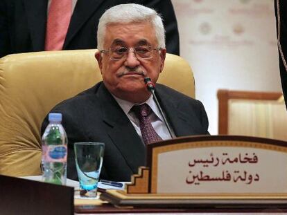 El presidente palestino, Mahmud Abbas, en Doha.
