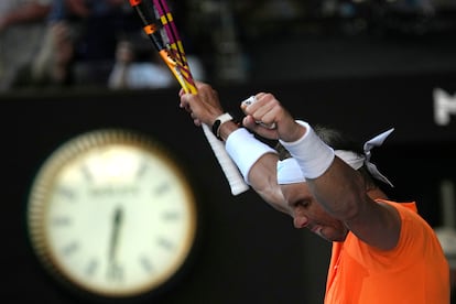 Rafael Nadal celebrates victory against Jack Draper at Melbourne Park.