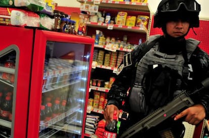 A member of Mexico's federal police force in Guerrero state.