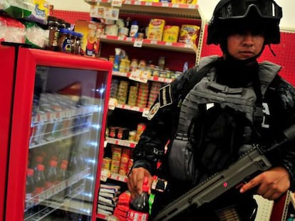 A member of Mexico's federal police force in Guerrero state.