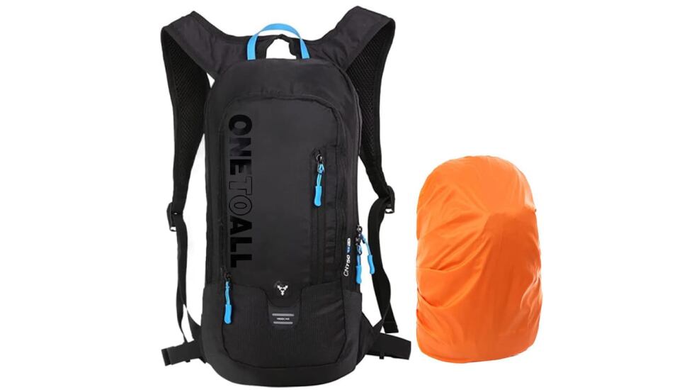 Mochila de ciclismo pequeña con funda impermeable.
