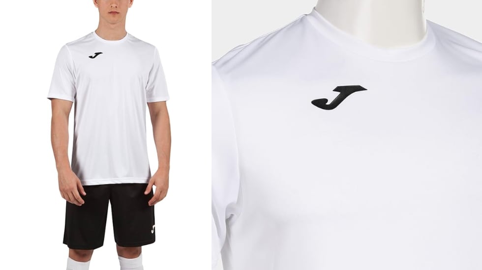La camiseta deportiva de Joma está confeccionada con poliéster.