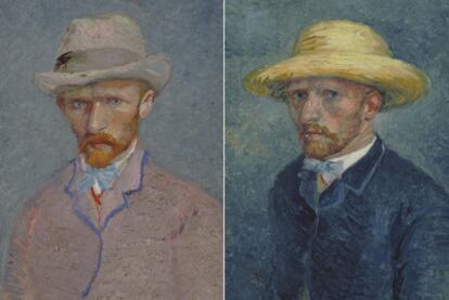 Autorretrato de Vincent van Gogh   (izquierda) y retrato de su hermano Theo, ambos pintados en 1887.