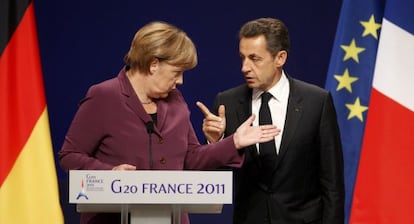 Angela Merkel y Nicolas Sarkozy, en Cannes, el pasado 2 de noviembre.